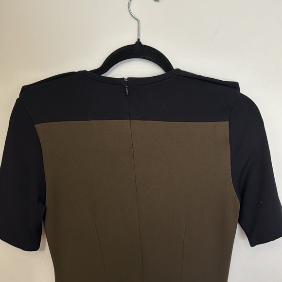 Mango Suit Green Black Military Color Block Dress Size Medium - Picture 9 of 11